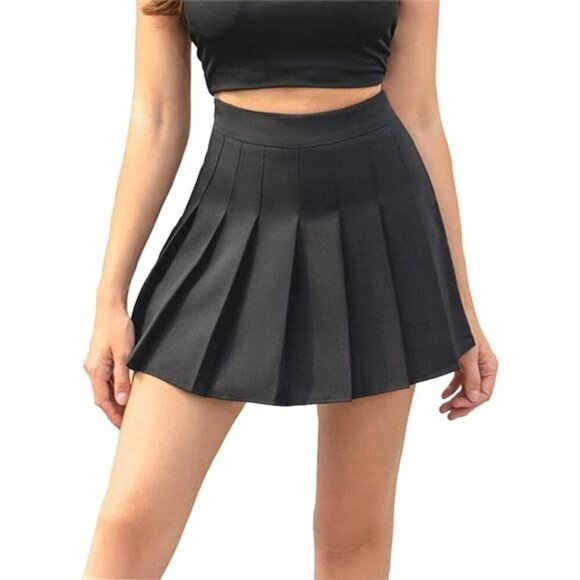 High Waisted Pleated Mini Skater Skirt with Shorts Tennis Golf School - Picture 7 of 7